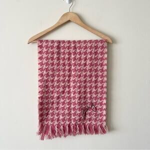 Juicy Couture Wool Pink Two Tone Houndstooth Scarf